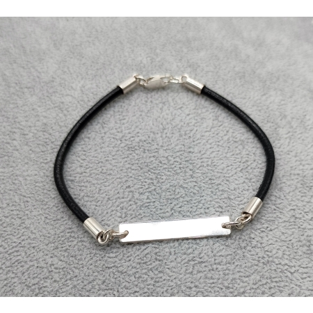 Bransoletka skóra naturalna 2,5 mm z grawerem srebro 925